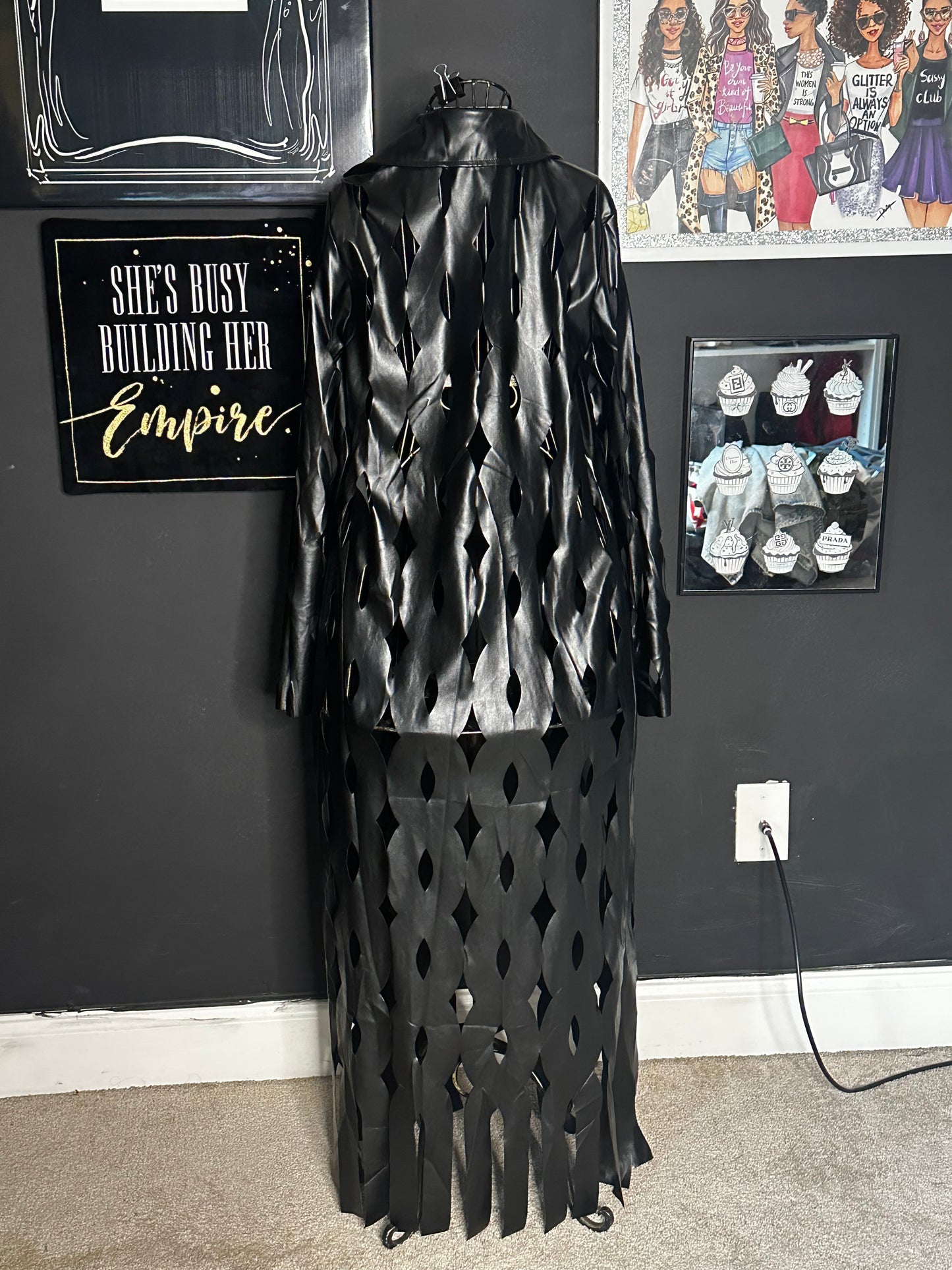 Faux Leather Trench-L(10/12)