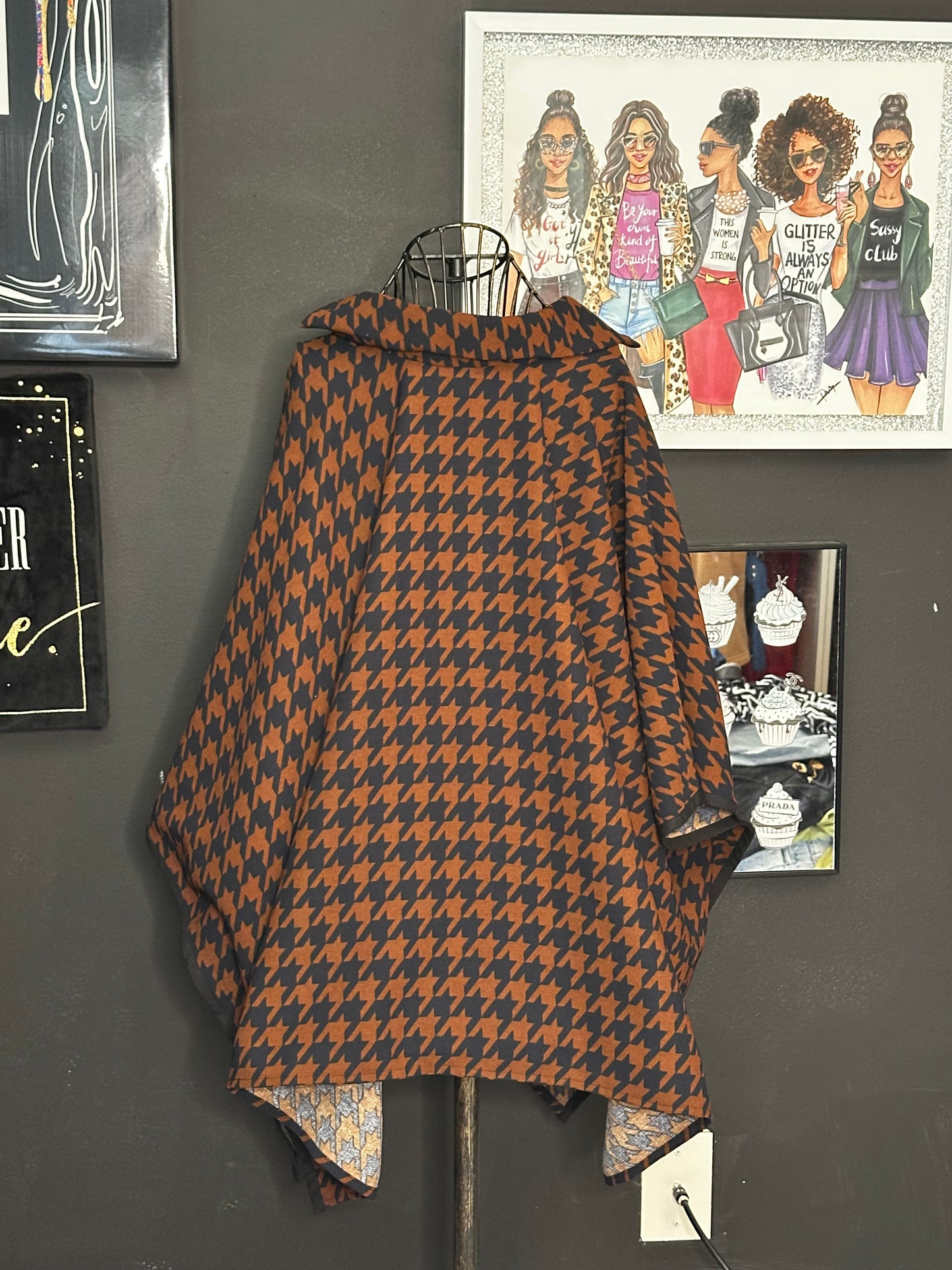 Houndstooth poncho