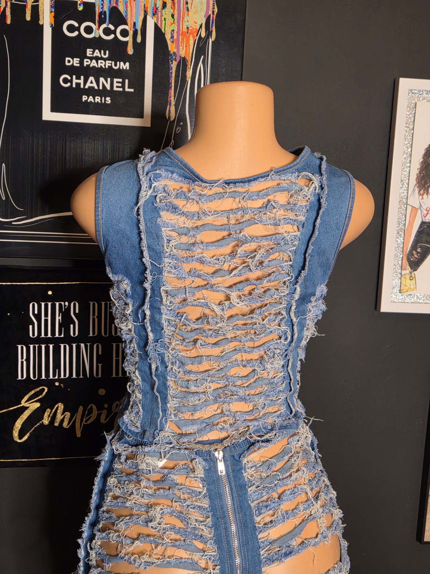 Fashion Nova denim set-L