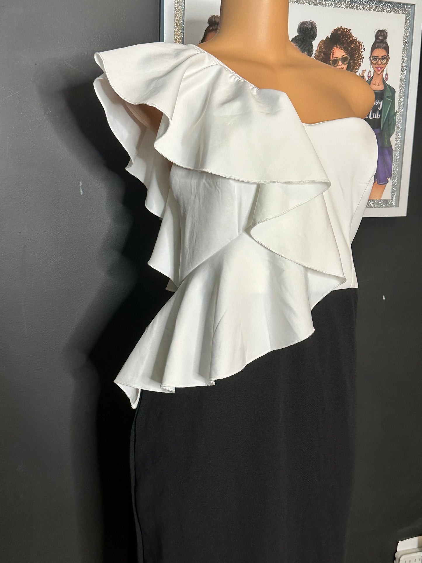 Black and white cocktail dress