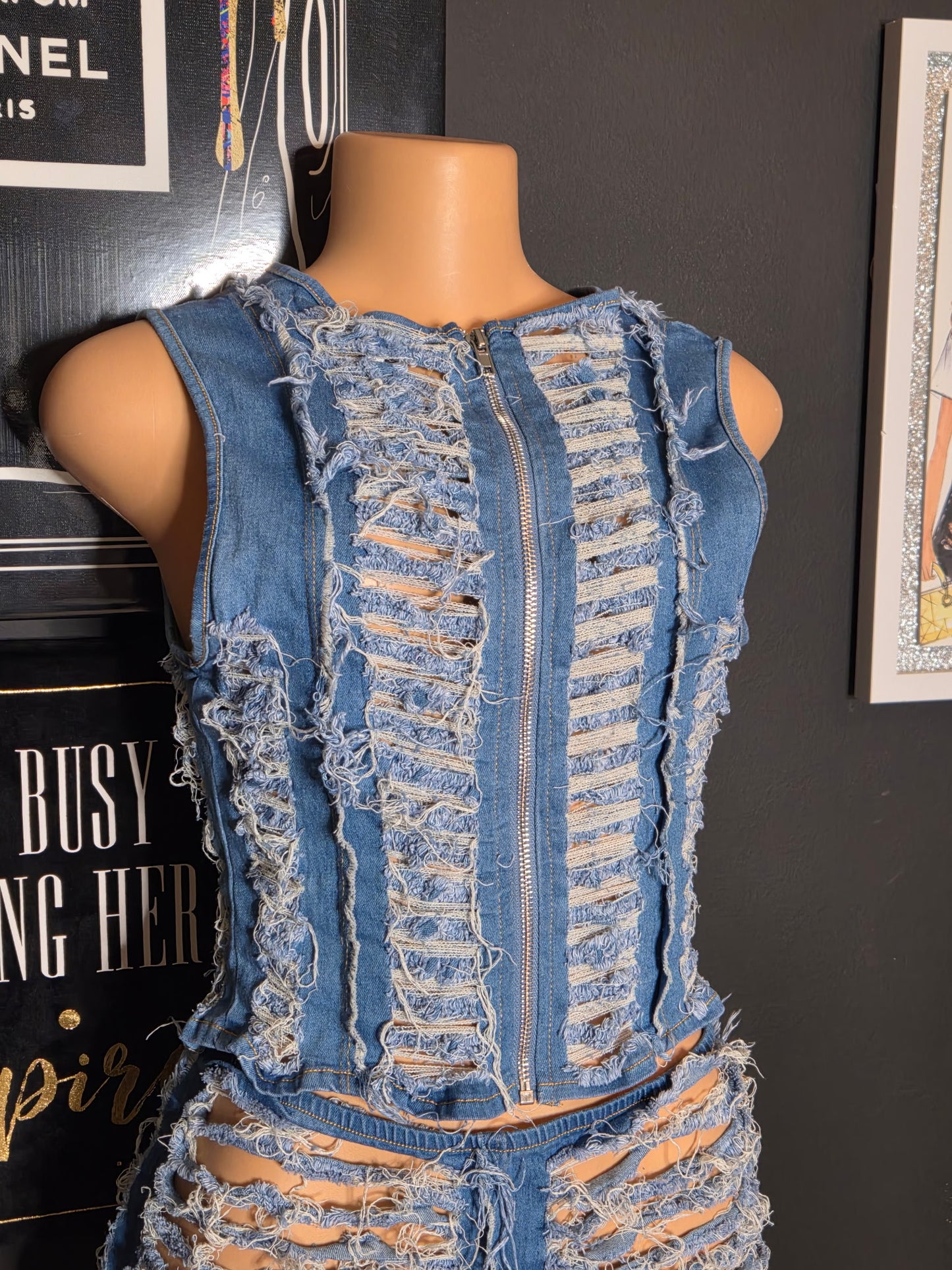 Fashion Nova denim set-L