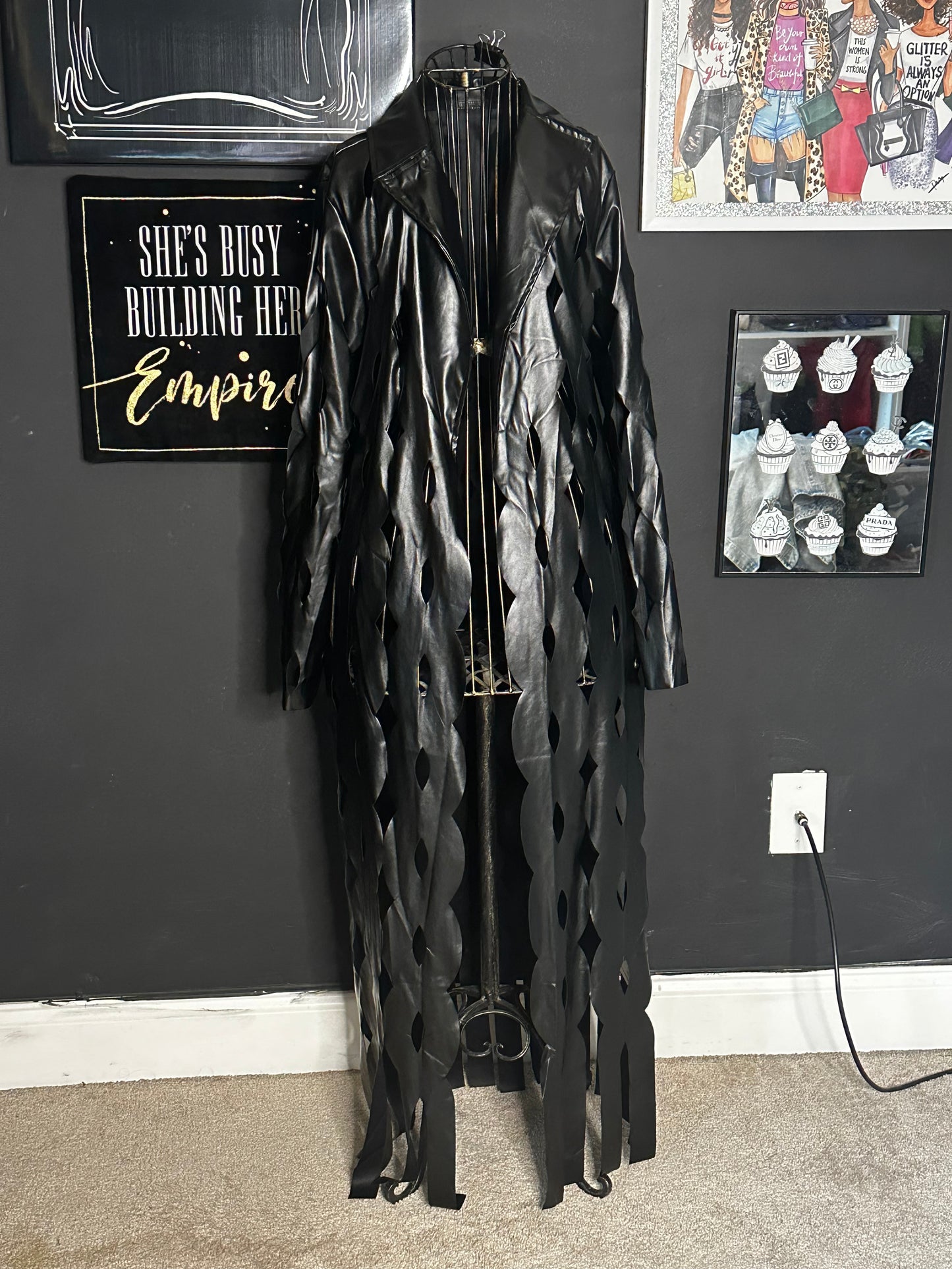 Faux Leather Trench-L(10/12)