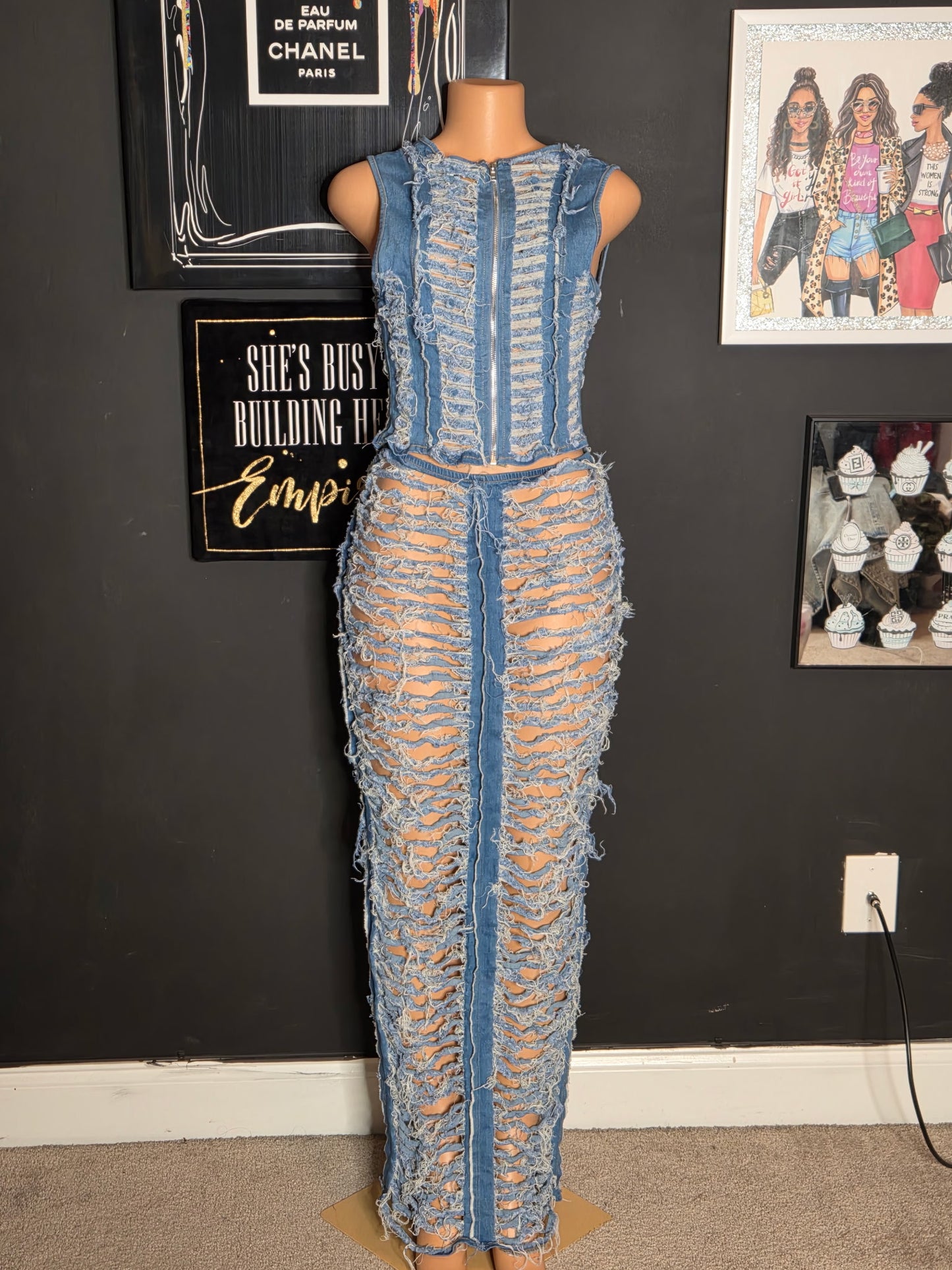 Fashion Nova denim set-L