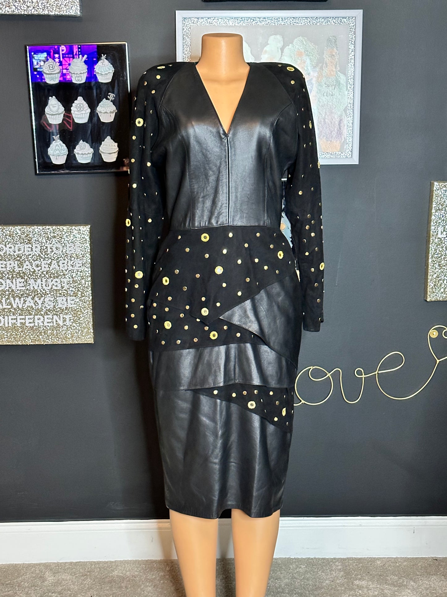 Vintage Dali Melame leather dress