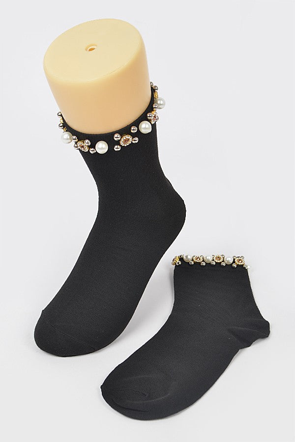 Rhinestone and Pearl socks