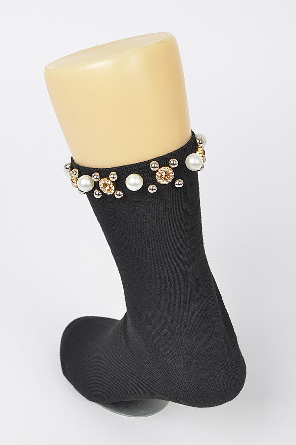 Rhinestone and Pearl socks