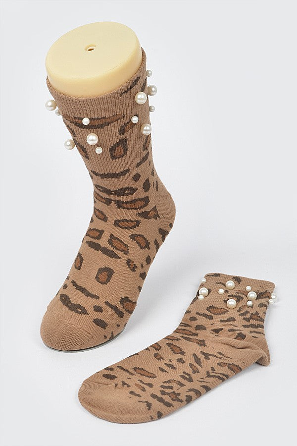 Leopard and Pearl socks