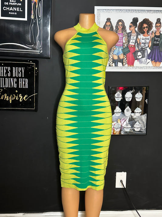 2tone green bodycon dress