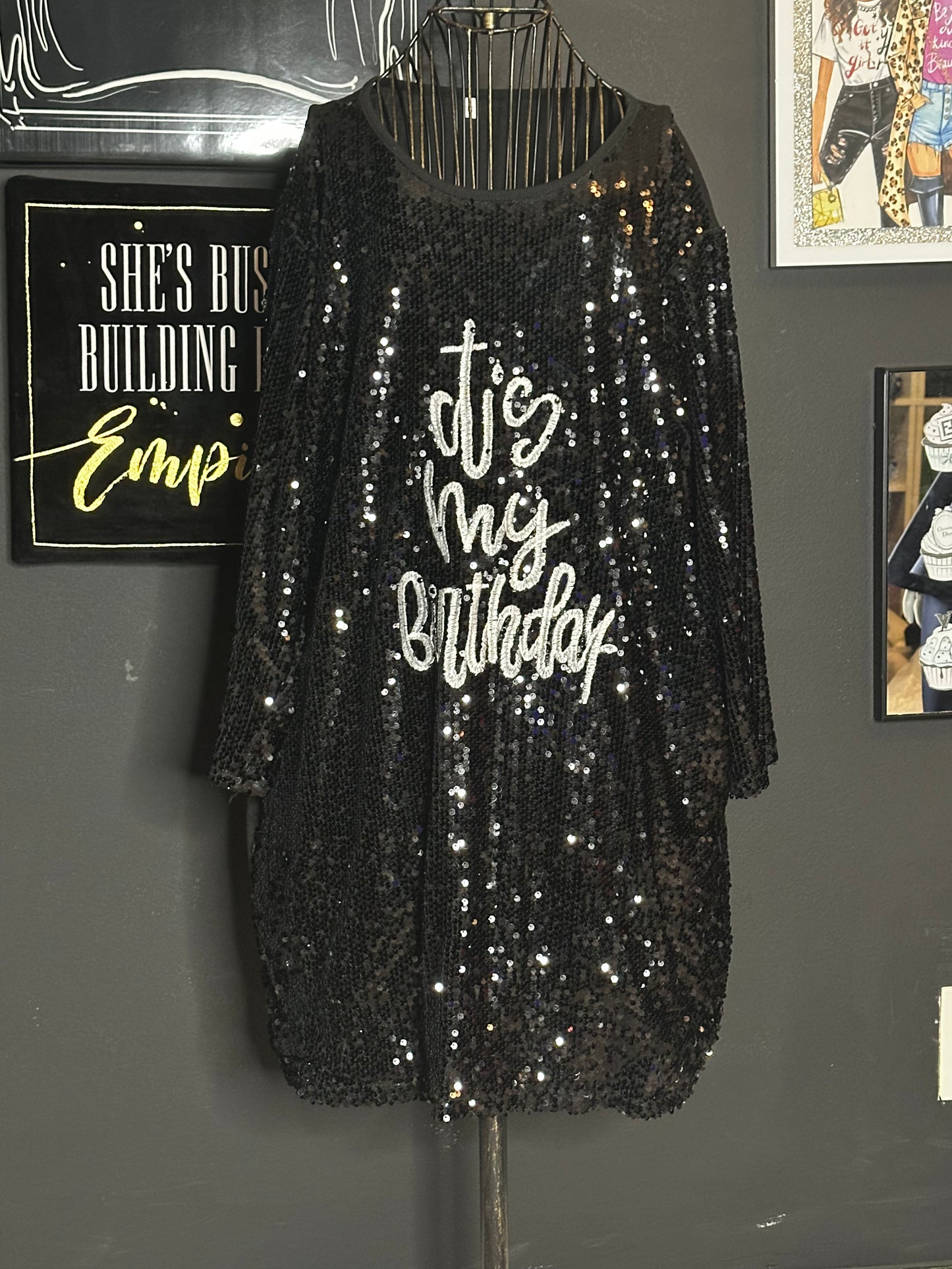 Sequin shirt dress-2XL